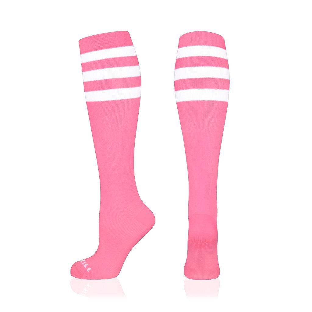 Newzill knee-high 24-seven compression socks pink with white stripes